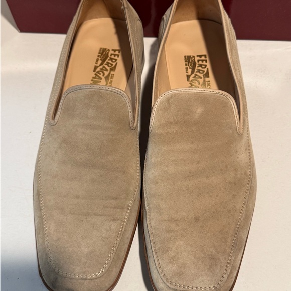 Salvatore Ferragamo Men\'s Beige Suede Slip-Ons